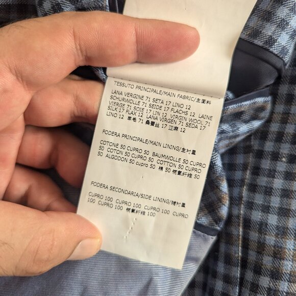 CORNELIANI - Light blue check jacket - Sz 60 - Picture 8 of 8